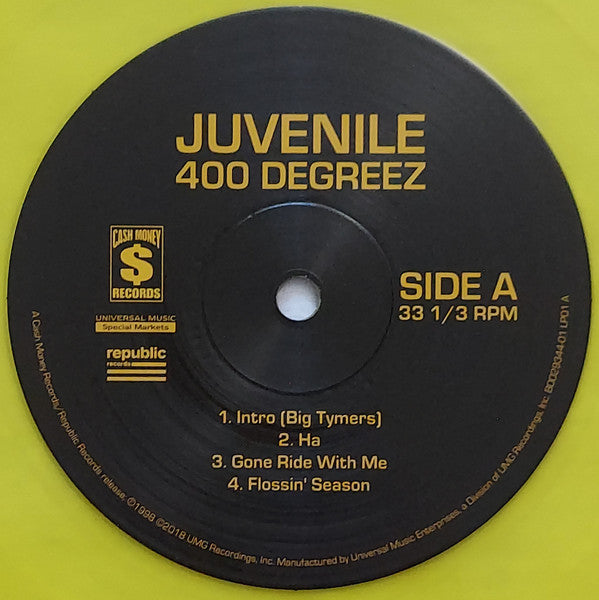 Juvenile (2) 400 Degreez Cash Money Records, Universal Music Special Markets, Republic Records 2xLP, Album, Club, Ltd, RE, RP, Yel Mint (M) Mint (M)