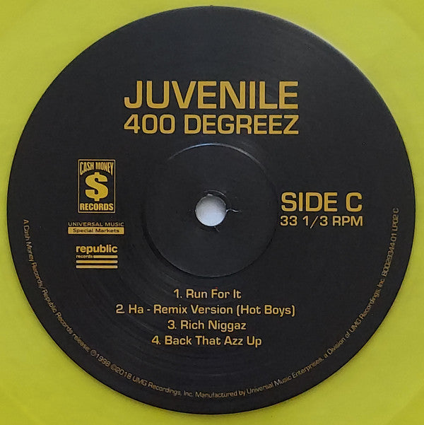 Juvenile (2) 400 Degreez Cash Money Records, Universal Music Special Markets, Republic Records 2xLP, Album, Club, Ltd, RE, RP, Yel Mint (M) Mint (M)