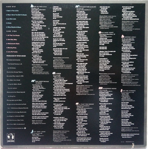 Linda Ronstadt Living In The USA Asylum Records LP, Album, Ltd, Pic Near Mint (NM or M-) Very Good Plus (VG+)