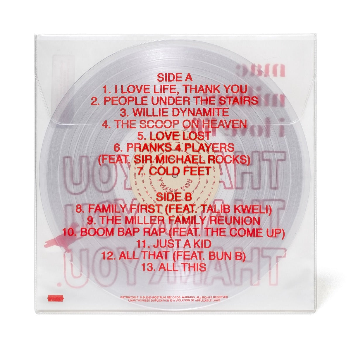 I Love Life, Thank You (PRE-ORDER 7/11/25)(Clear Vinyl) | Mint (M) Mint (M) - HIP HOP *NEW/COLOR*