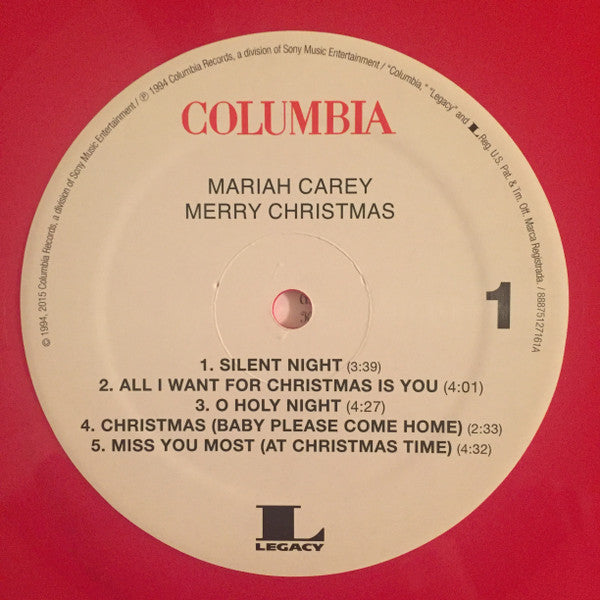 Mariah Carey Merry Christmas Columbia, Legacy LP, Album, Ltd, RE, Red Mint (M) Mint (M)