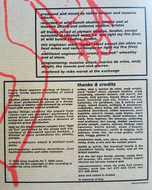 Massive Attack Protection Circa, Circa, Wild Bunch Records, Wild Bunch Records LP, Album, RE, 180 Mint (M) Mint (M)