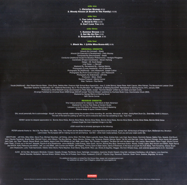 Bloody Kisses: 30th Anniversary (GREEN VINYL) | Mint (M) Mint (M) - METAL *SEALED/COLOR*