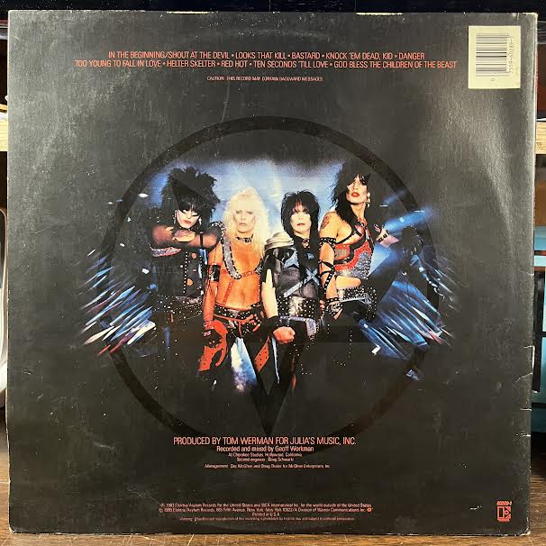 Shout At The Devil (VINYL) | Excellent (EX) Very Good (VG) - METAL / USED *EXCELLENT*
