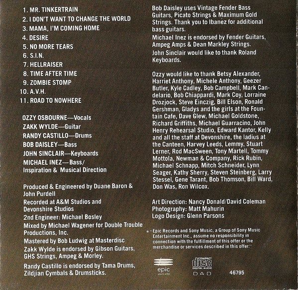 No More Tears (CD) | Near Mint- (NM-) Near Mint (NM or M-) - METAL / USED *NEAR MINT-*