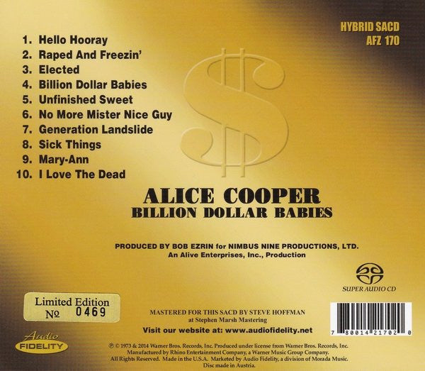 Billion Dollar Babies (SACD) | Near Mint (NM or M-) Near Mint (NM or M-) - METAL / USED *NEAR MINT*