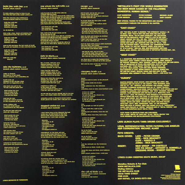 Ride The Lightning (BLUE VINYL) | Near Mint (NM or M-) Near Mint (NM or M-) - METAL / USED *NEAR MINT*