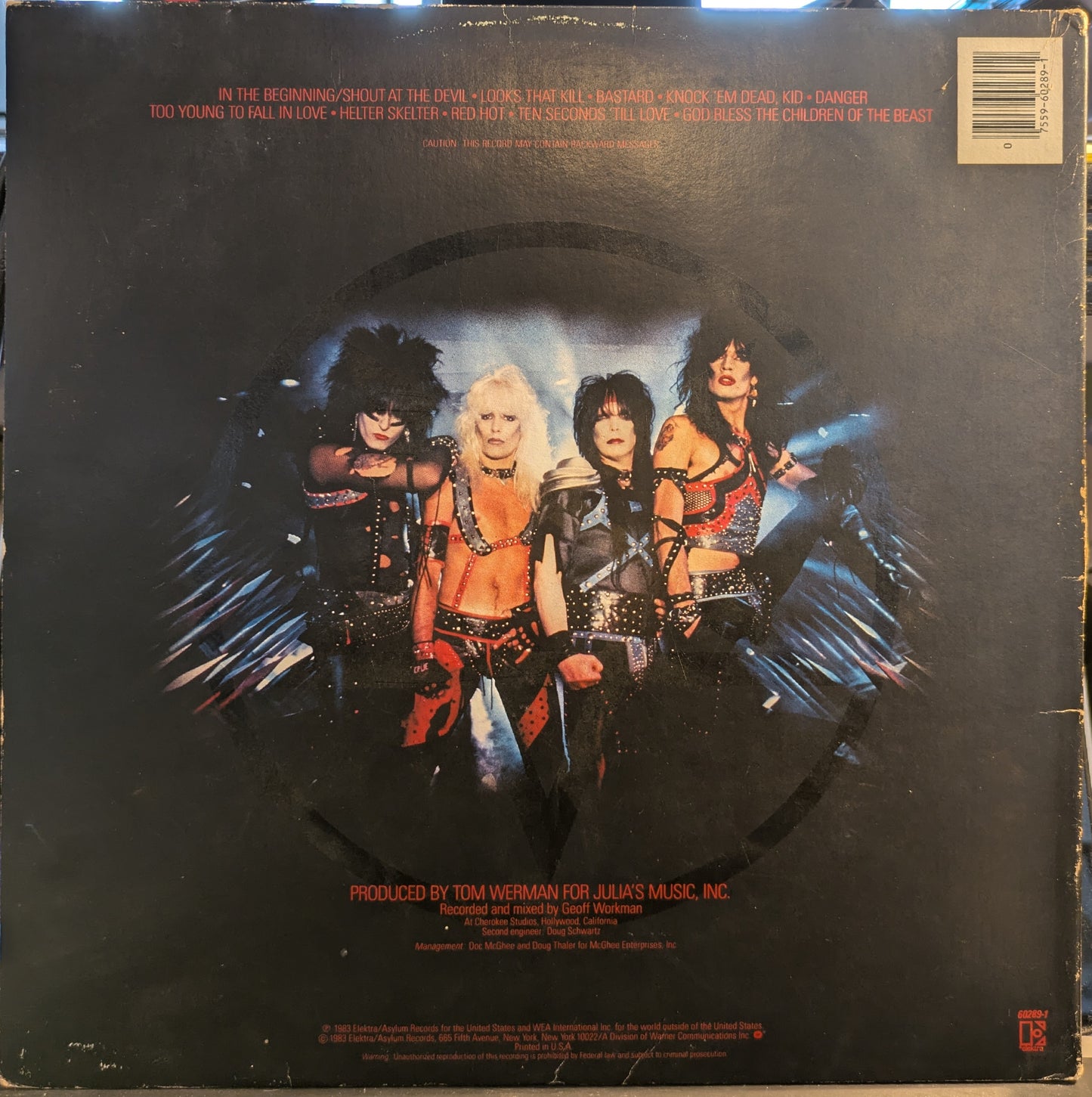 Shout At The Devil (VINYL) | Very Good Plus (VG+) Very Good (VG) - METAL / USED *VERY GOOD+*