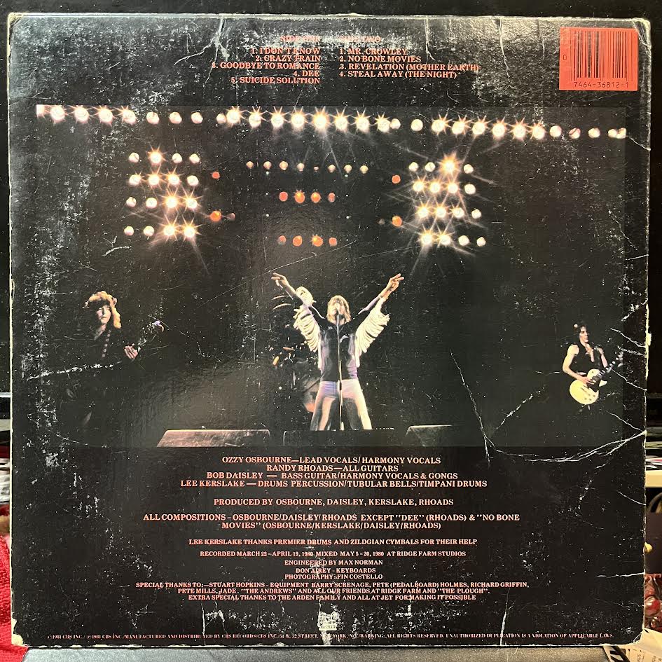 Ozzy Osbourne - Blizzard Of Ozz (VINYL) | Very Good Plus (VG+) Very Good (VG) - METAL / USED *VERY GOOD+*