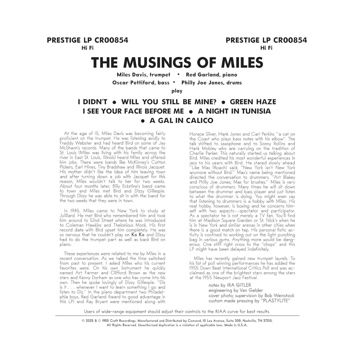 The Musings Of Miles (Original Jazz Classics Series) (180 Gram Vinyl) |