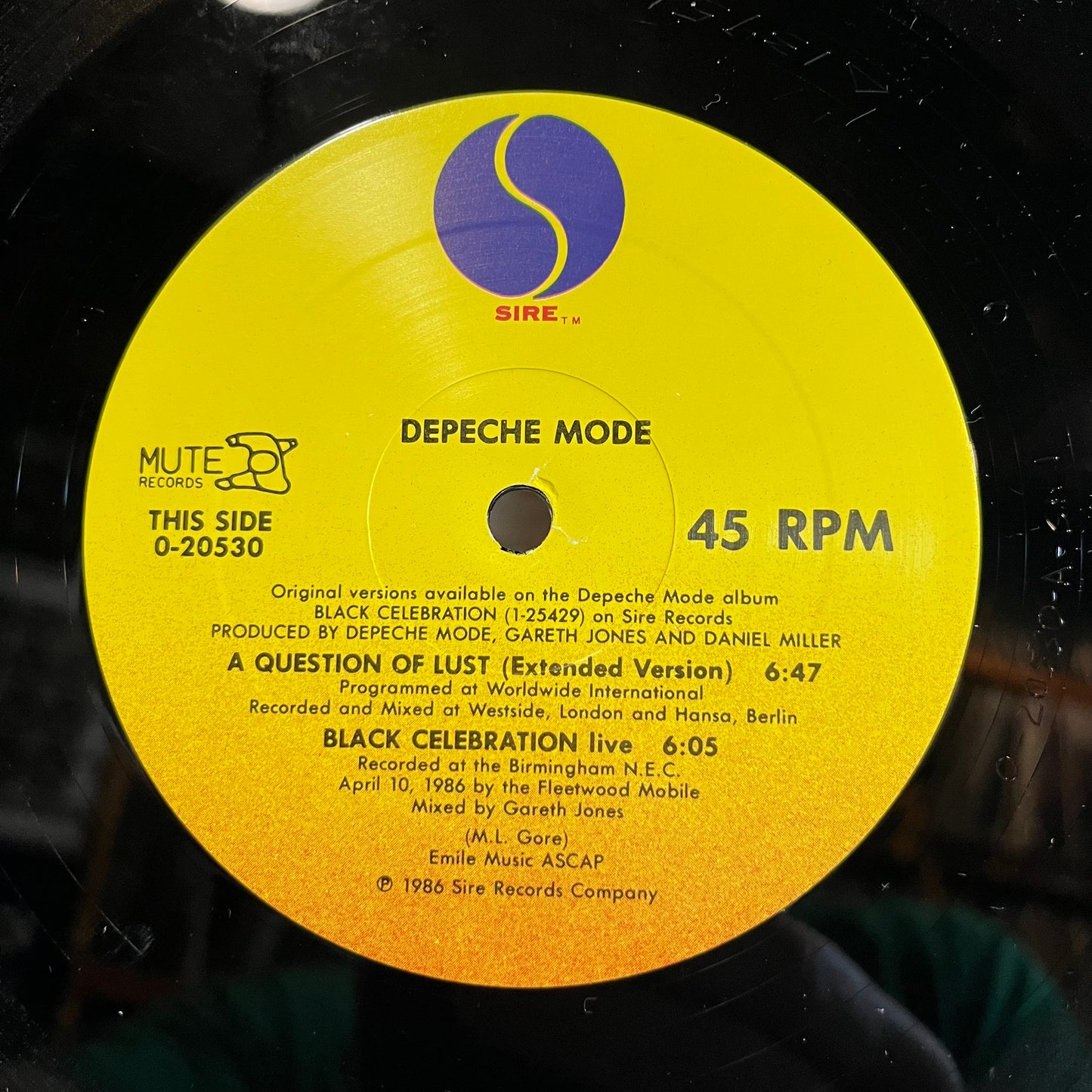 A Question Of Time / A Question Of Lust (PROMO VINYL) | Near Mint (NM or M-) Near Mint (NM or M-) - NEW WAVE / USED *NEAR MINT*