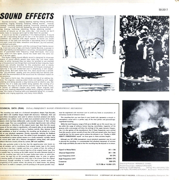 Sound Effects In Stereo | Excellent (EX) Excellent (EX)
