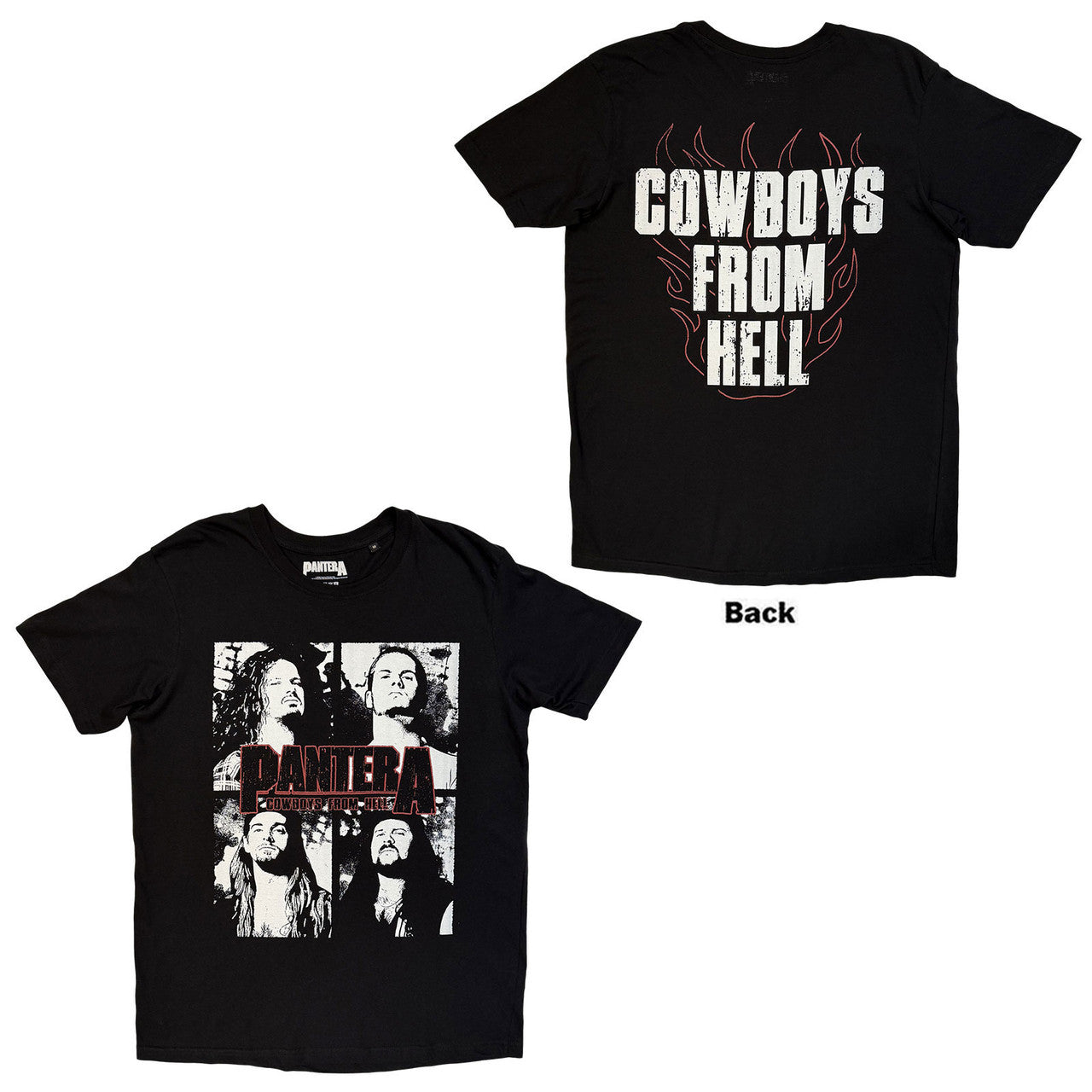 Pantera - Cowboys From Hell Flames Unisex T-Shirt (Black) |