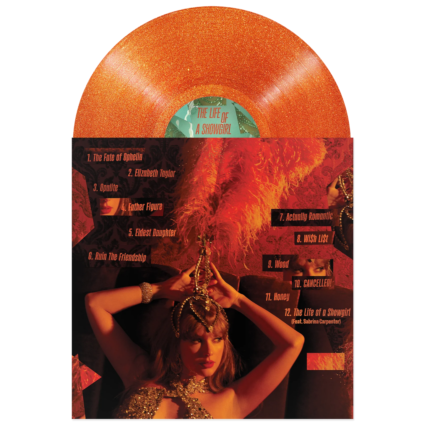 (PRE-ORDER 10/3/25) The Life of a Showgirl (Sweat and Vanilla Perfume Portofino Orange Glitter Vinyl) | Mint (M) Mint (M) - POP *NEW/COLOR*
