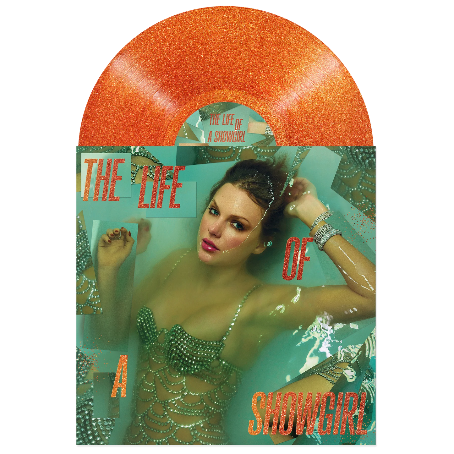 (PRE-ORDER 10/3/25) The Life of a Showgirl (Sweat and Vanilla Perfume Portofino Orange Glitter Vinyl) | Mint (M) Mint (M) - POP *NEW/COLOR*