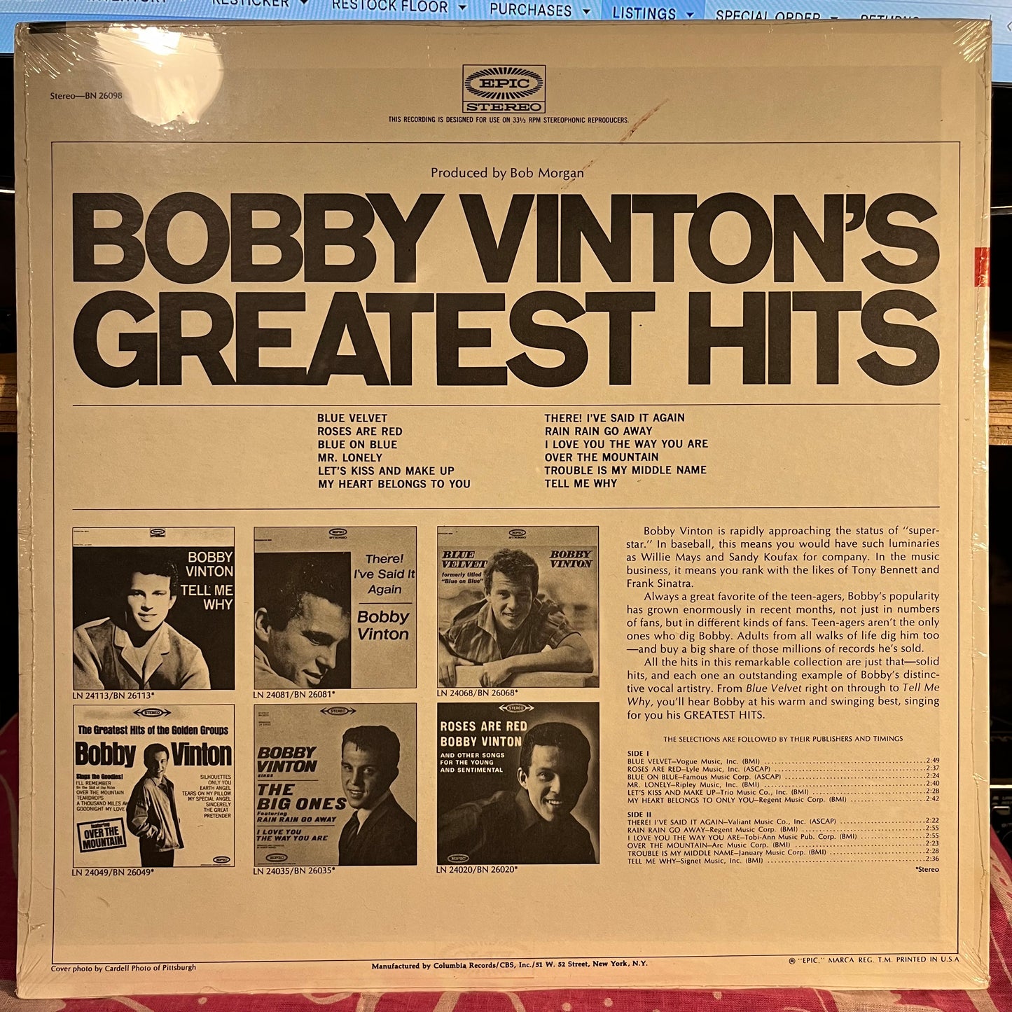 Bobby Vinton's Greatest Hits | Mint (M) Mint (M)