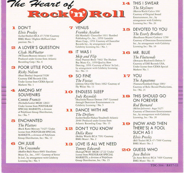 The Heart Of Rock 'N' Roll - 1958-1959 *CD* | Mint (M) Mint (M)