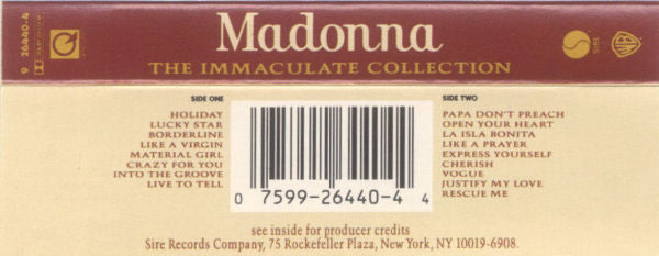 The Immaculate Collection *CASSETTE* | Near Mint (NM) Near Mint (NM)