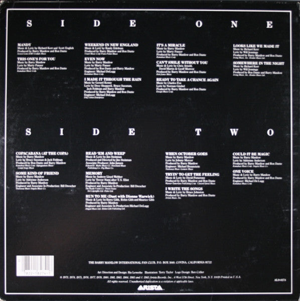 The Manilow Collection Twenty Classic Hits (VINYL) | Near Mint (NM) Near Mint (NM) - POP / USED *NEAR MINT*