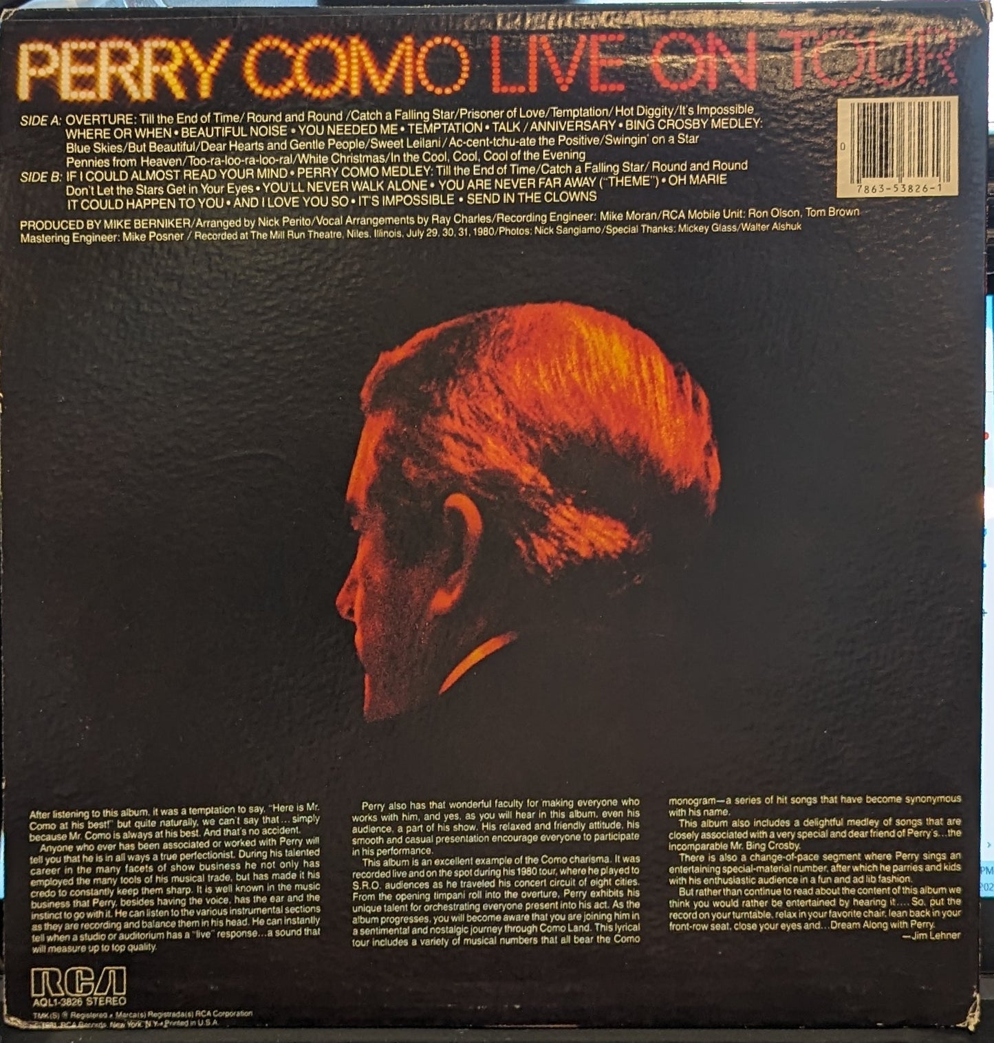 Perry Como Live On Tour | Near Mint (NM) Excellent (EX)