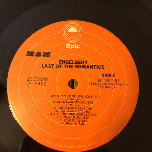 Engelbert Humperdinck - Last Of The Romantics | Near Mint (NM) Near Mint (NM) - POP / USED *NEAR MINT*