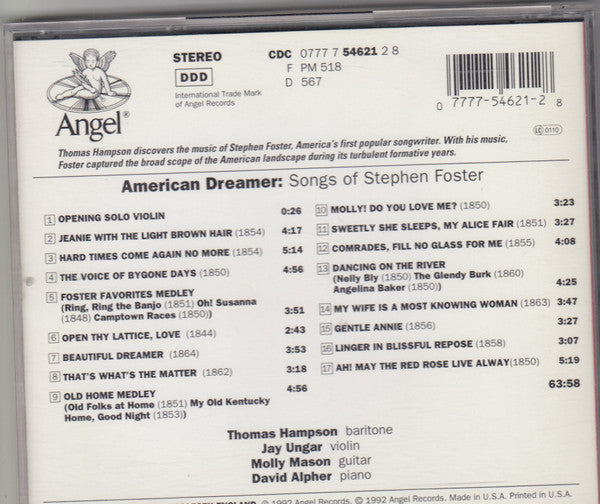 American Dreamer: Songs of Stephen Foster (CD) | Near Mint (NM) Near Mint (NM) - POP / USED *NEAR MINT*