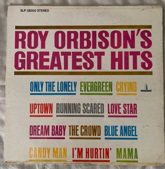 Roy Orbison Roy Orbison's Greatest Hits *REISSUE/STEREO* LP Very Good Plus (VG+) Excellent (EX)