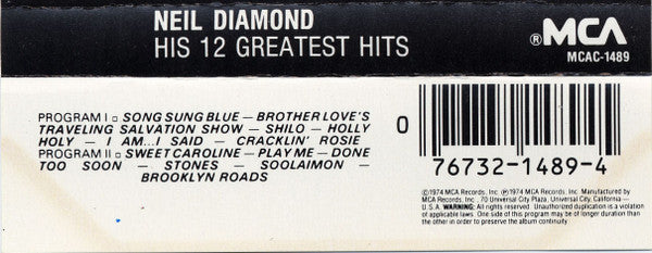 His 12 Greatest Hits (CASSETTE) | Mint (M) Mint (M) - POP *SEALED*