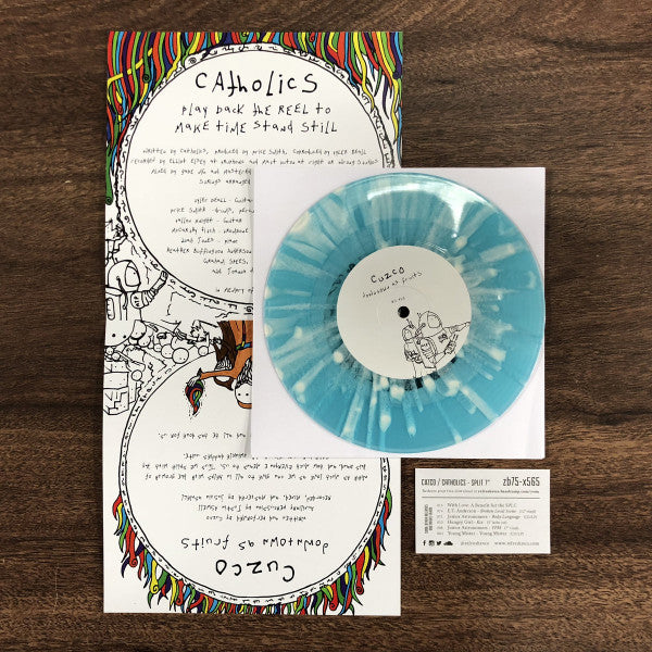 Cuzco / Catholics Split (7" VINYL) *TRANSPARENT BLUE WITH WHITE SPLATTER* | Mint (M) Mint (M) - POST ROCK *NEW/COLOR*