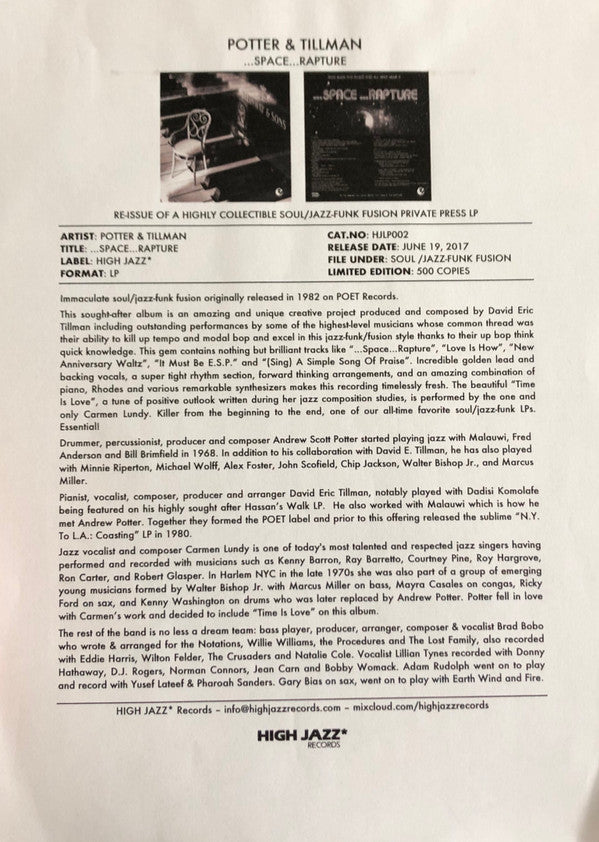 ...Space...Rapture | Mint (M) Mint (M) - JAZZ