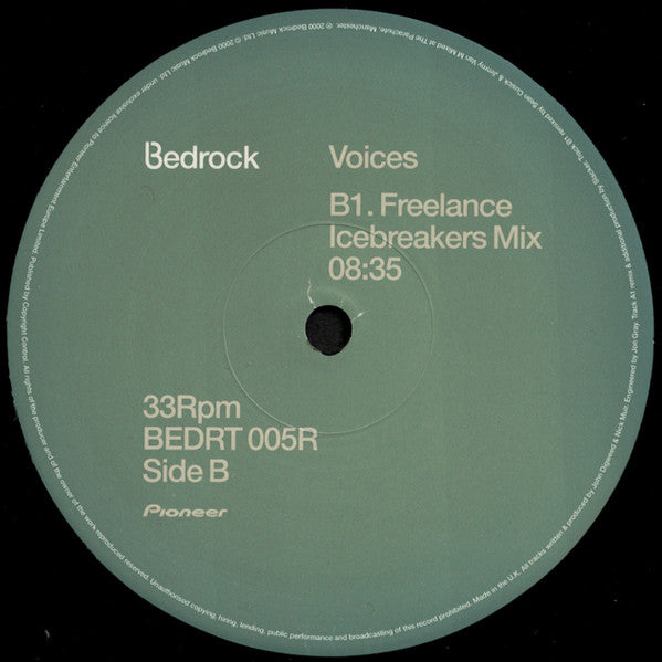 Bedrock - Voices (Part 2) (VINYL 12" BEDROCK BEDRT 005R 2000) | Excellent+ (EX+) Excellent+ (EX+) - PROGRESSIVE / USED *EXCELLENT+*