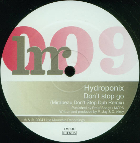 Hydroponix - Don't Stop Go (Mirabeau Remixes) | Near Mint (NM) Near Mint (NM) - PROGRESSIVE / USED *NEAR MINT*