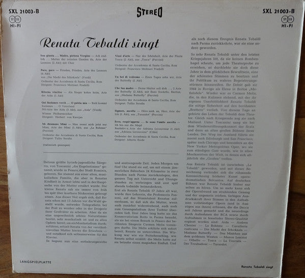 Renata Tebaldi Singt | Very Good Plus (VG+) Very Good (VG)