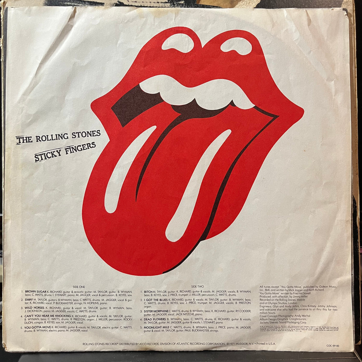 The Rolling Stones - Sticky Fingers (VINYL LP ROLLING STONES COC 59100 1971) | Very Good Plus (VG+) Very Good Plus (VG+) - ROCK/CLASSIC / USED *VERY GOOD+*