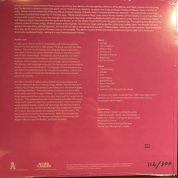 Sunset Love (VINYL)*DISCOUNTED* | - ROCK *SEALED*