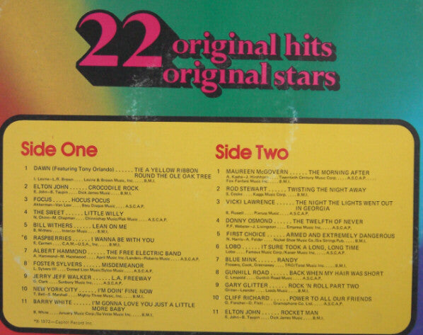 Fantastic 22 Original Hits 22 Original Stars *SONIC* | Excellent (EX) Very Good (VG)