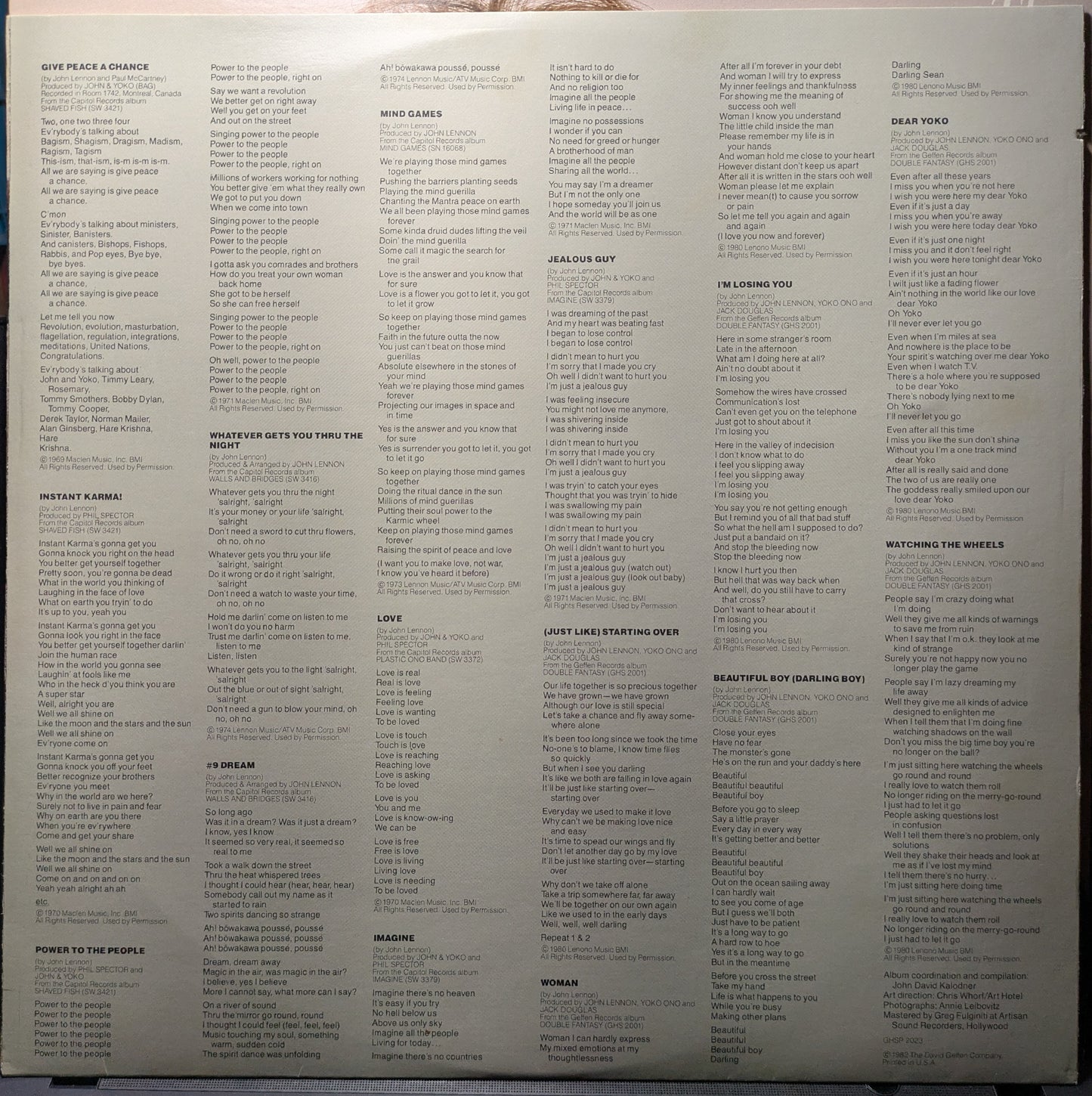 The John Lennon Collection (VINYL) | Excellent+ (EX+) Excellent (EX) - ROCK / USED *EXCELLENT+*