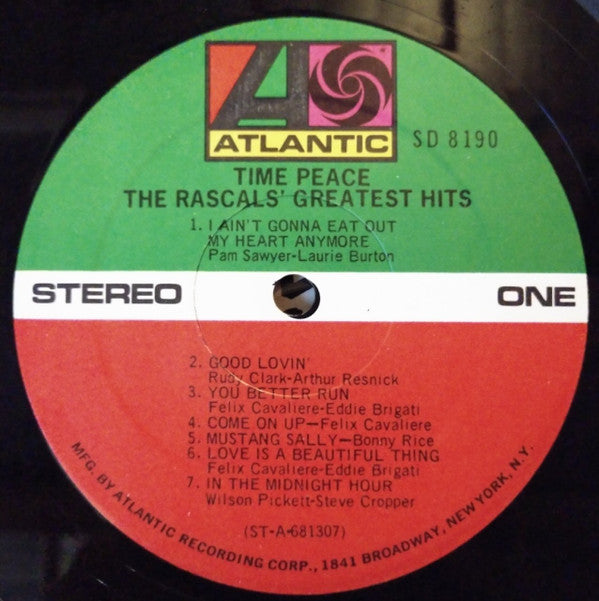 The Rascals Time Peace: The Rascals' Greatest Hits LP Excellent (EX) Excellent (EX)