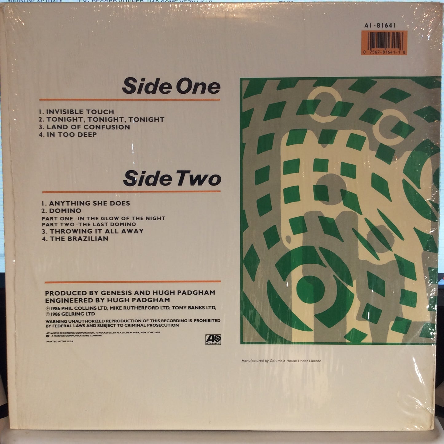 Invisible Touch (VINYL) | Excellent+ (EX+) Excellent (EX) - ROCK / USED *EXCELLENT+*