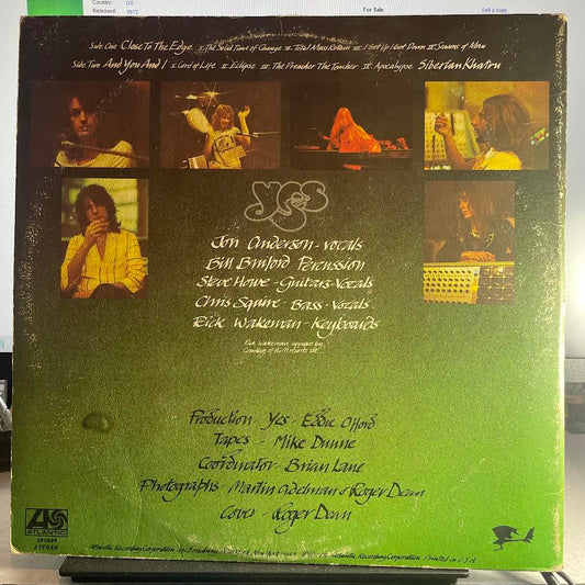 Yes - Close To The Edge (VINYL) | Excellent (EX) Very Good (VG) - ROCK / USED *EXCELLENT*