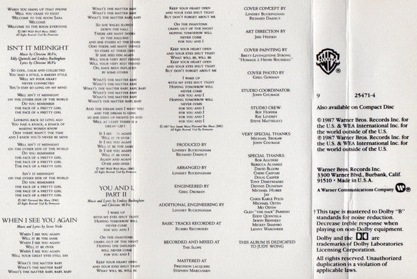 Tango In The Night (CASSETTE) | Excellent (EX) Excellent (EX)