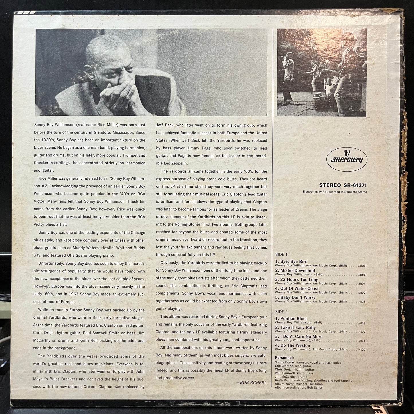 Eric Clapton and The Yardbirds With Sonny Boy Will - Eric Clapton And The Yardbirds Live With Sonny Boy Williamson (VINYL LP MERCURY SR-61271 1970) | Excellent (EX) Very Good (VG) - ROCK / USED *EXCELLENT*