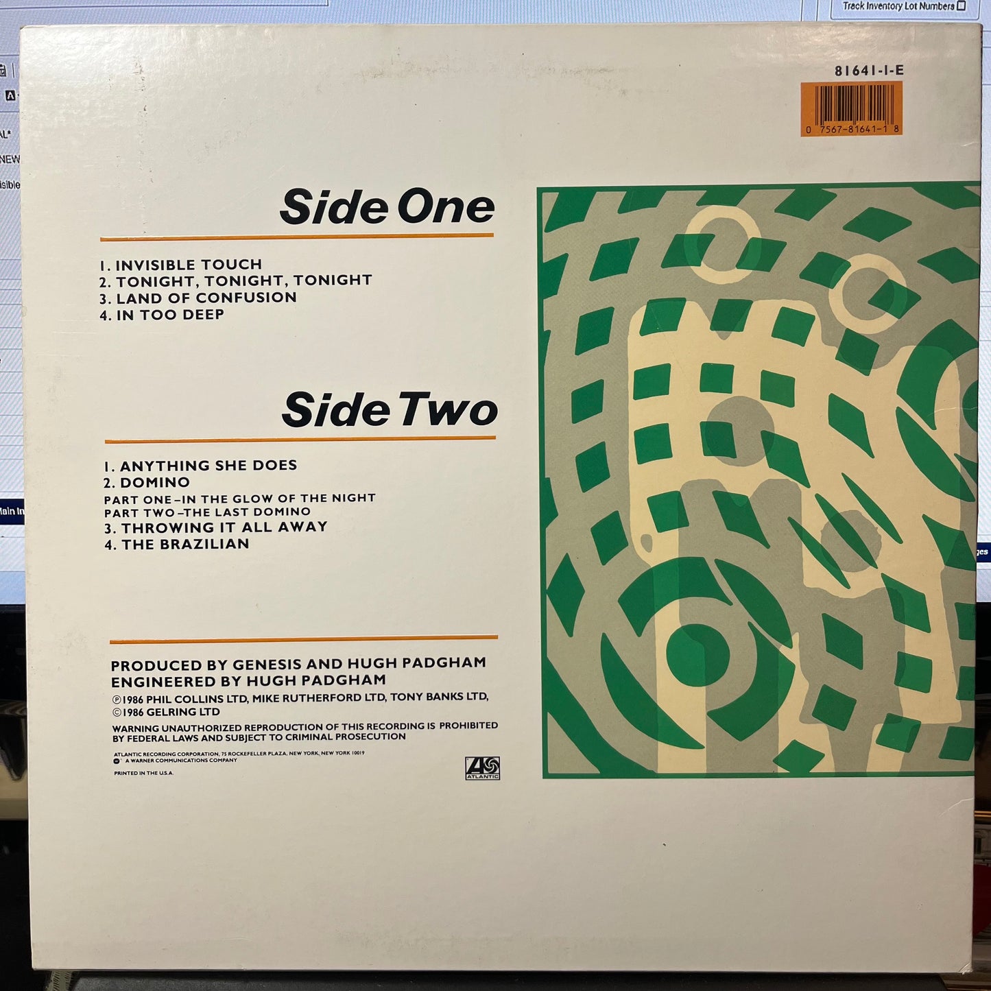 Invisible Touch (VINYL) | Excellent (EX) Near Mint (NM or M-) - ROCK / USED *EXCELLENT*