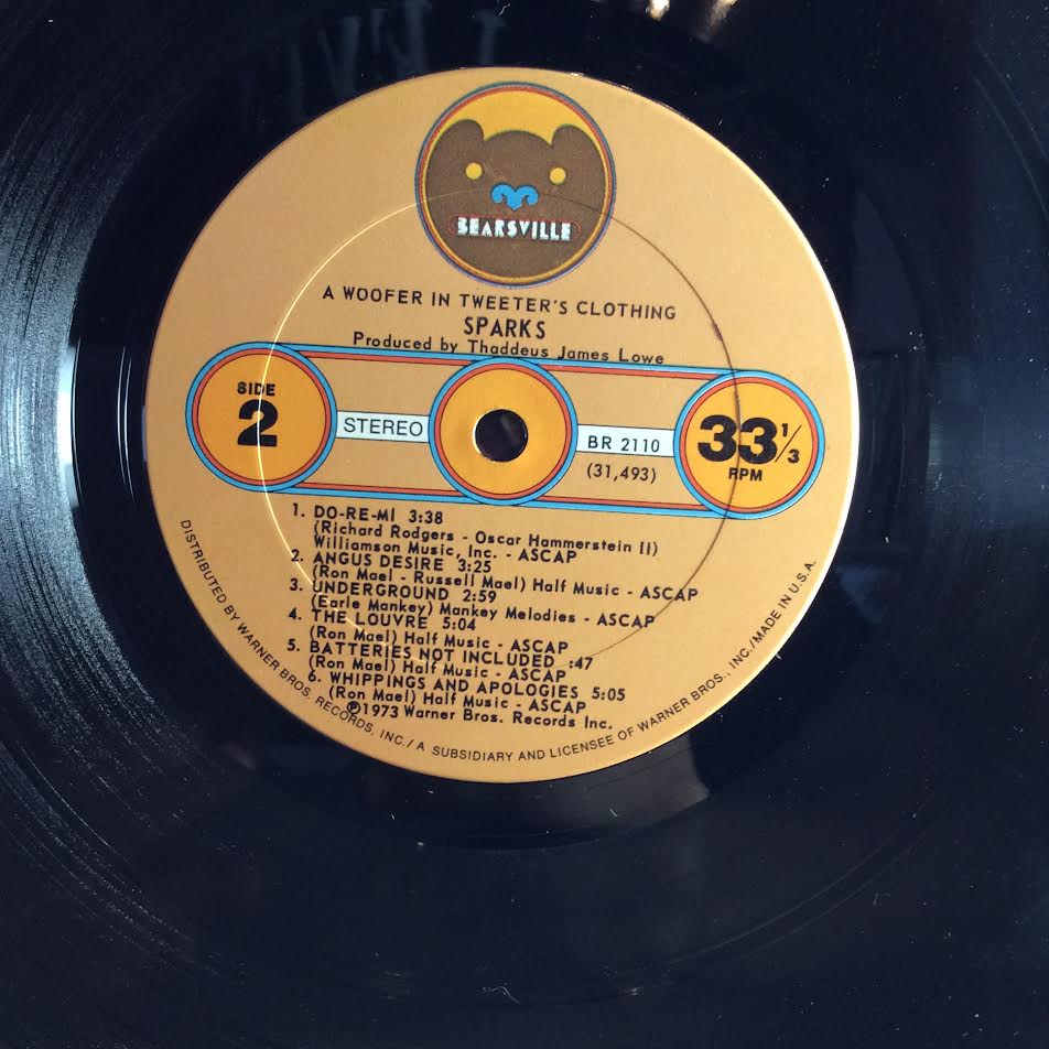 Sparks - A Woofer In Tweeter's Clothing (VINYL LP Bearsville – BR 2110) | USED Excellent (EX) Very Good (VG) - ROCK / USED *EXCELLENT*
