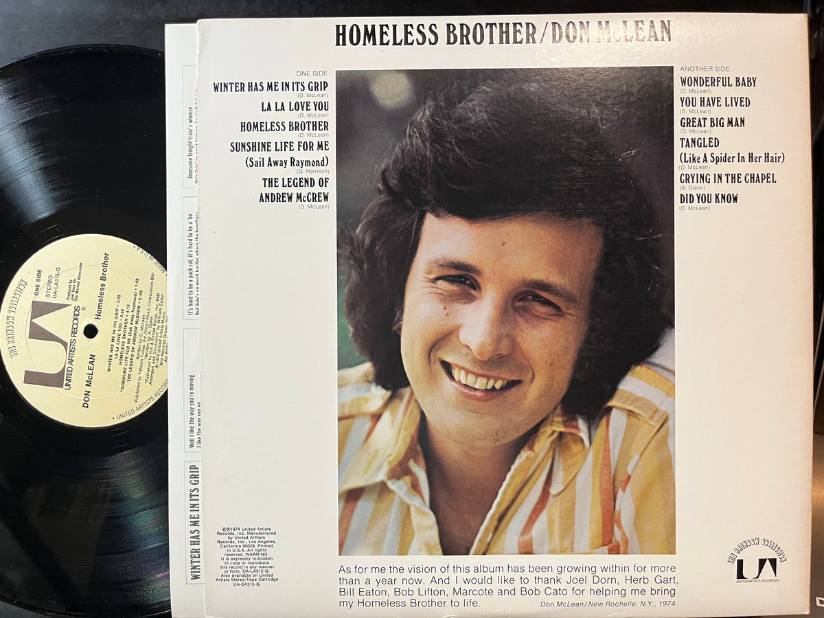 Don McLean - Homeless Brother (VINYL LP) | USED Near Mint- (NM-) Near Mint- (NM-) - ROCK / USED *NEAR MINT-*
