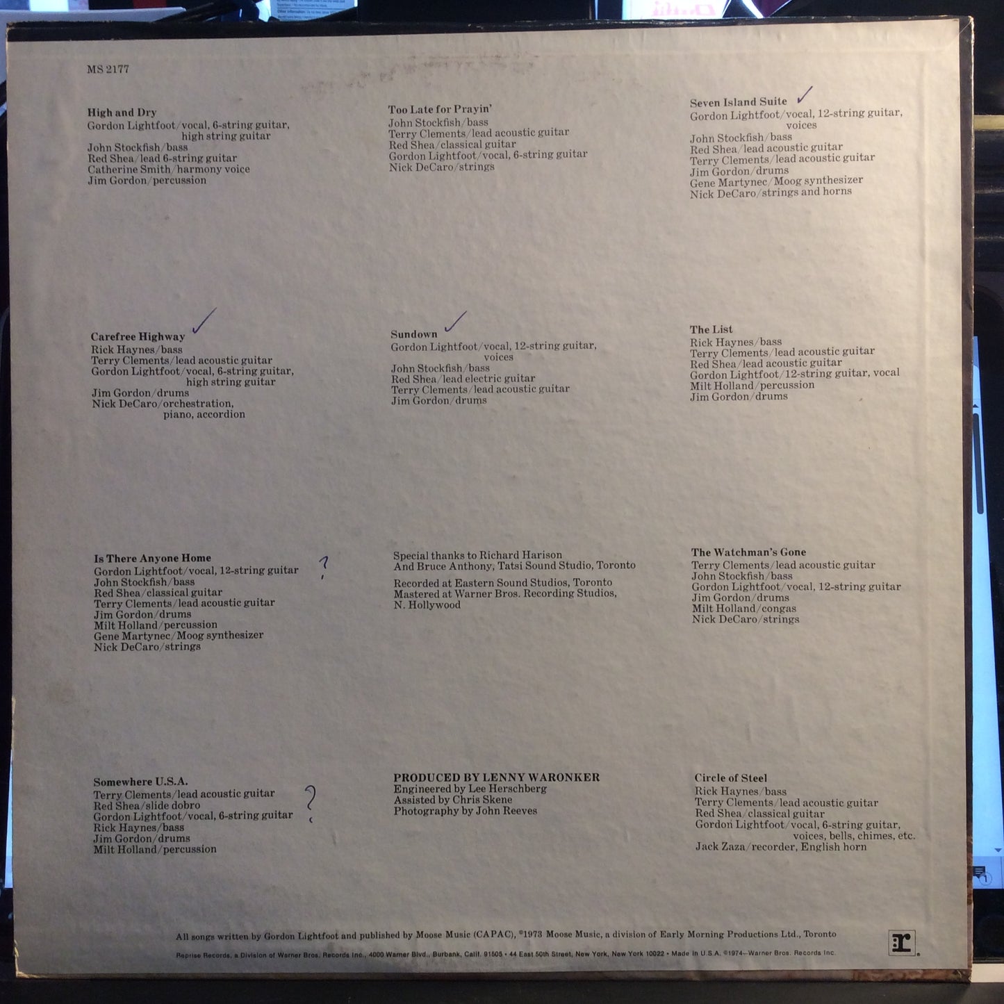 Sundown (VINYL) | Near Mint- (NM-) Excellent+ (EX+) - ROCK / USED *NEAR MINT-*