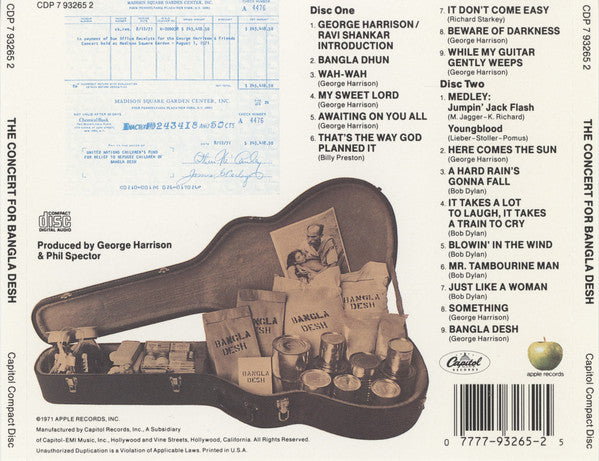 Various - The Concert For Bangladesh (2x CD Capitol Records – CDP 7 93265 2, Apple Records – CDP 7 93265 2) | USED Near Mint (NM) Near Mint (NM) - ROCK / USED *NEAR MINT*