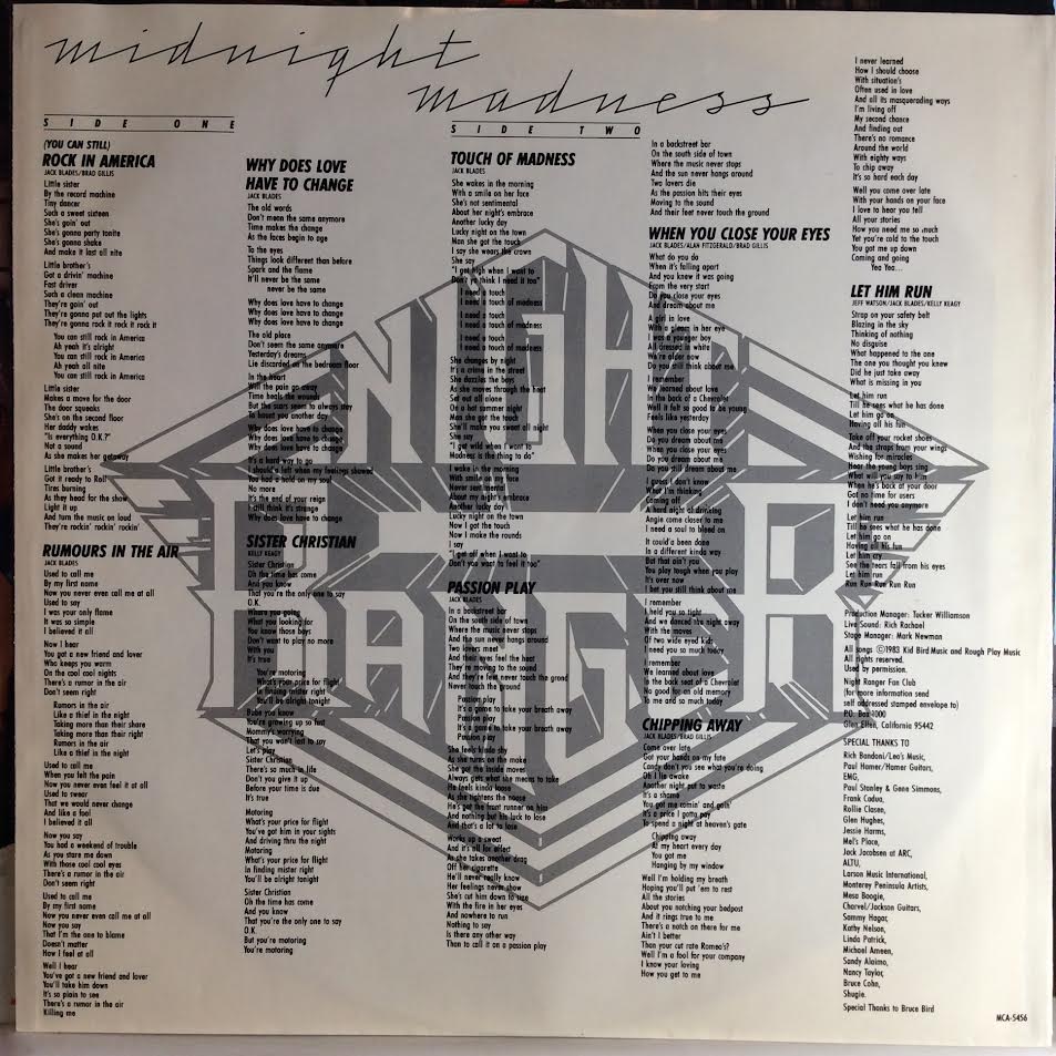 Midnight Madness (VINYL) | Near Mint (NM) Near Mint (NM) - ROCK / USED *NEAR MINT*