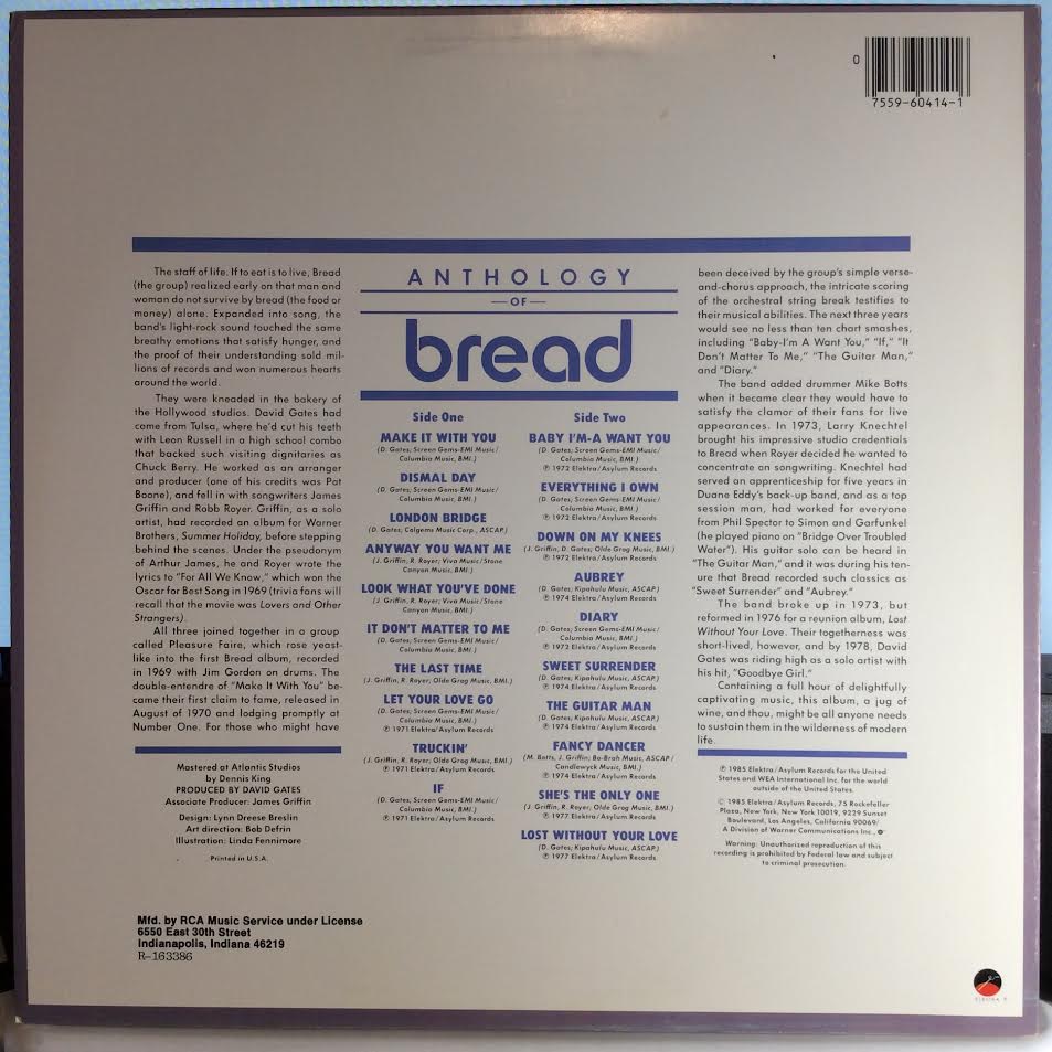Anthology Of Bread (VINYL) | Near Mint (NM) Near Mint (NM) - ROCK / USED *NEAR MINT*