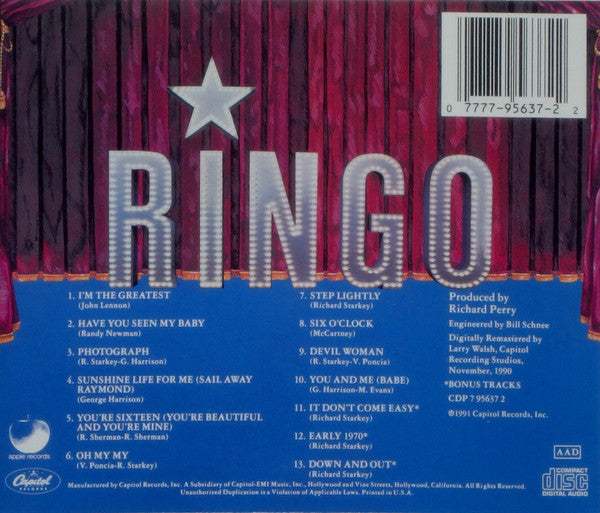 Ringo *CD* | Near Mint (NM) Near Mint (NM) - ROCK / USED *NEAR MINT*
